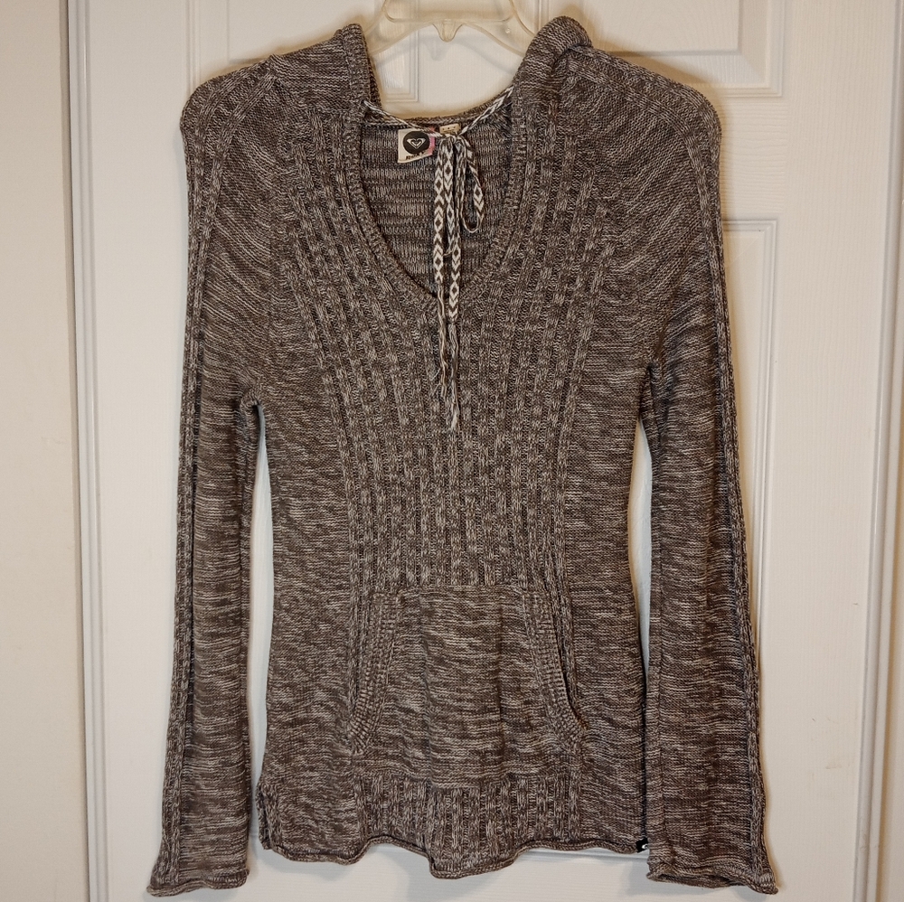 ROXY Long Sleeve Hooded Sweater Y2K Grey Sz M